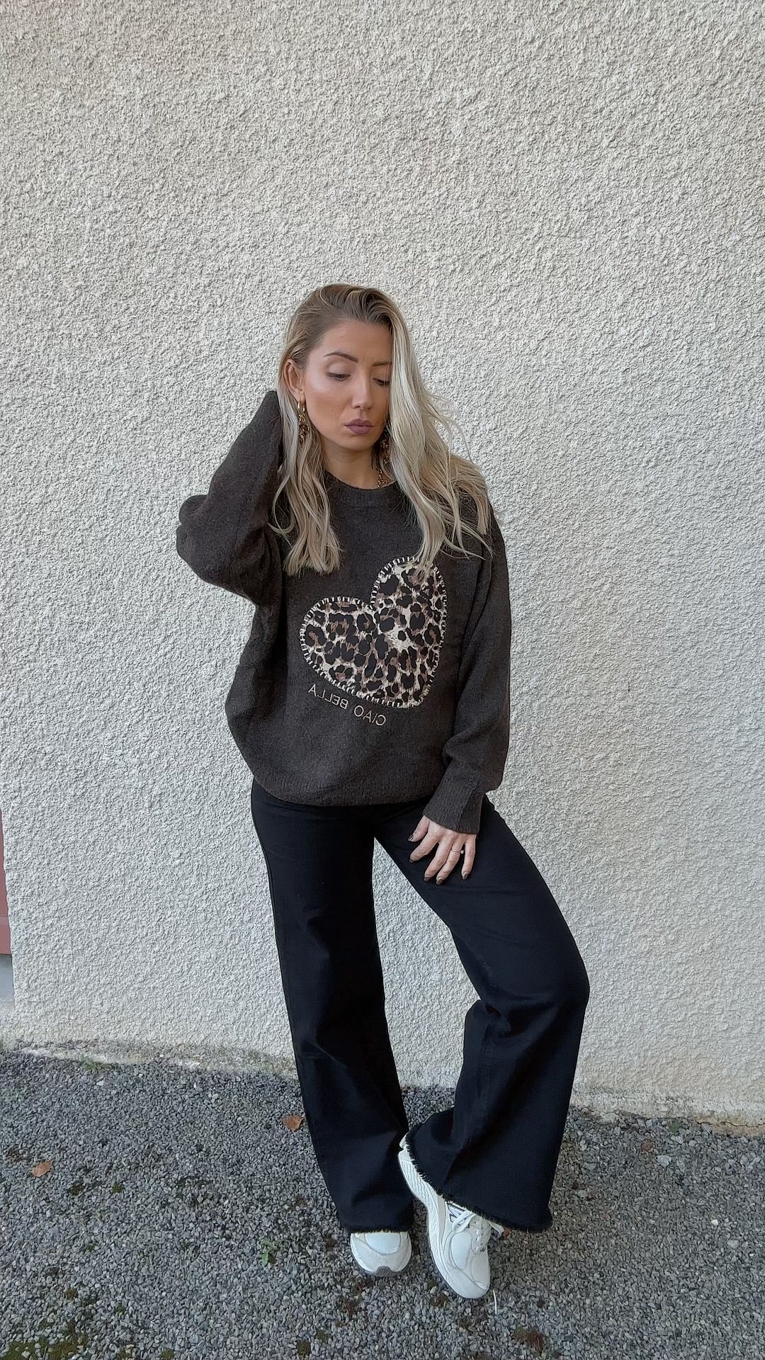 Pull coeur léopard