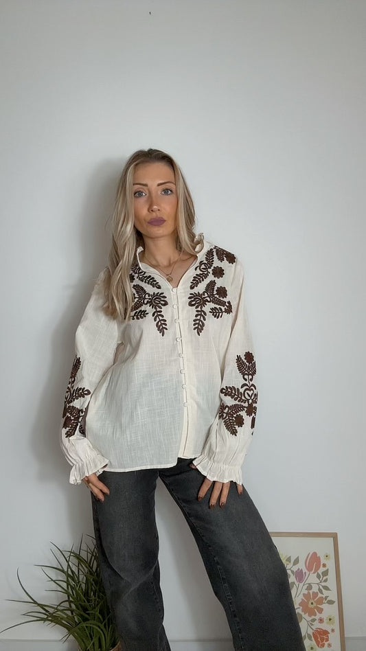 Chemise bohème crème