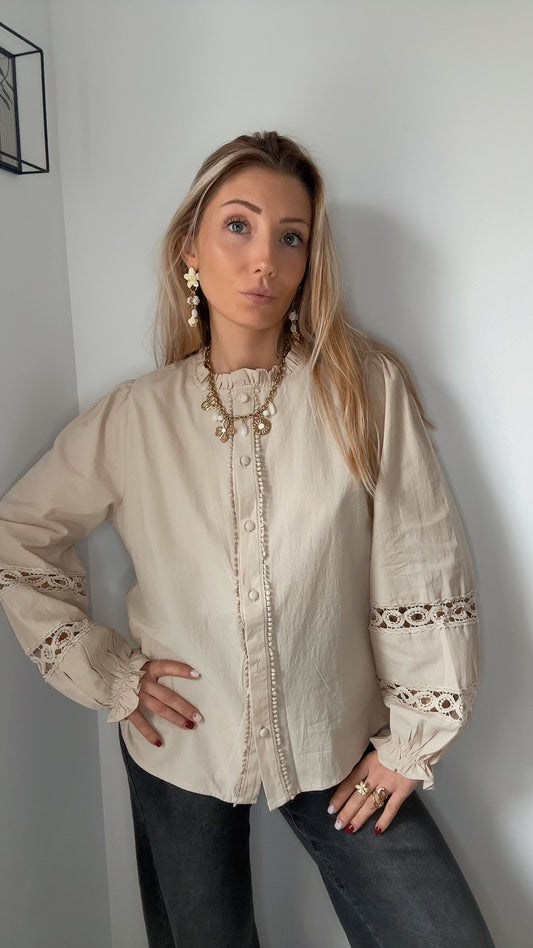 Chemise brodée Elo crème