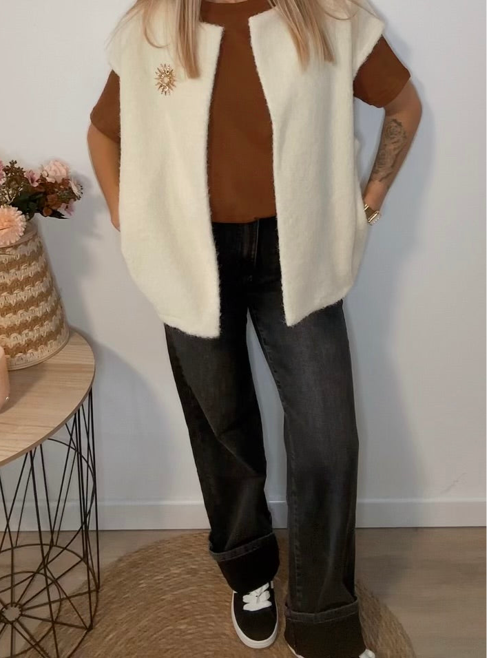 Veste sans manches beige Soleil